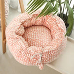 Warm Comfortable And Soft Shelter For Pets Plush Round Adjustable Bed Nest