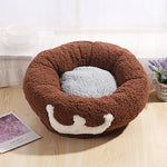 Round Cat Beds House Soft Round Bow Pet Dog Bed