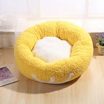 Round Cat Beds House Soft Round Bow Pet Dog Bed
