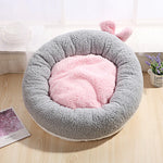 Round Cat Beds House Soft Round Bow Pet Dog Bed