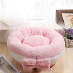 Round Cat Beds House Soft Round Bow Pet Dog Bed